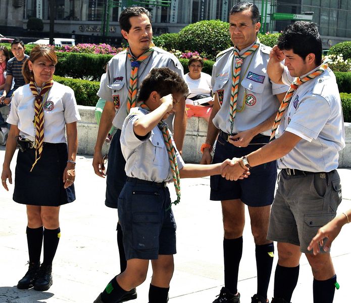 File:Leaders welcoming boy into Mexico Scouting.jpg
